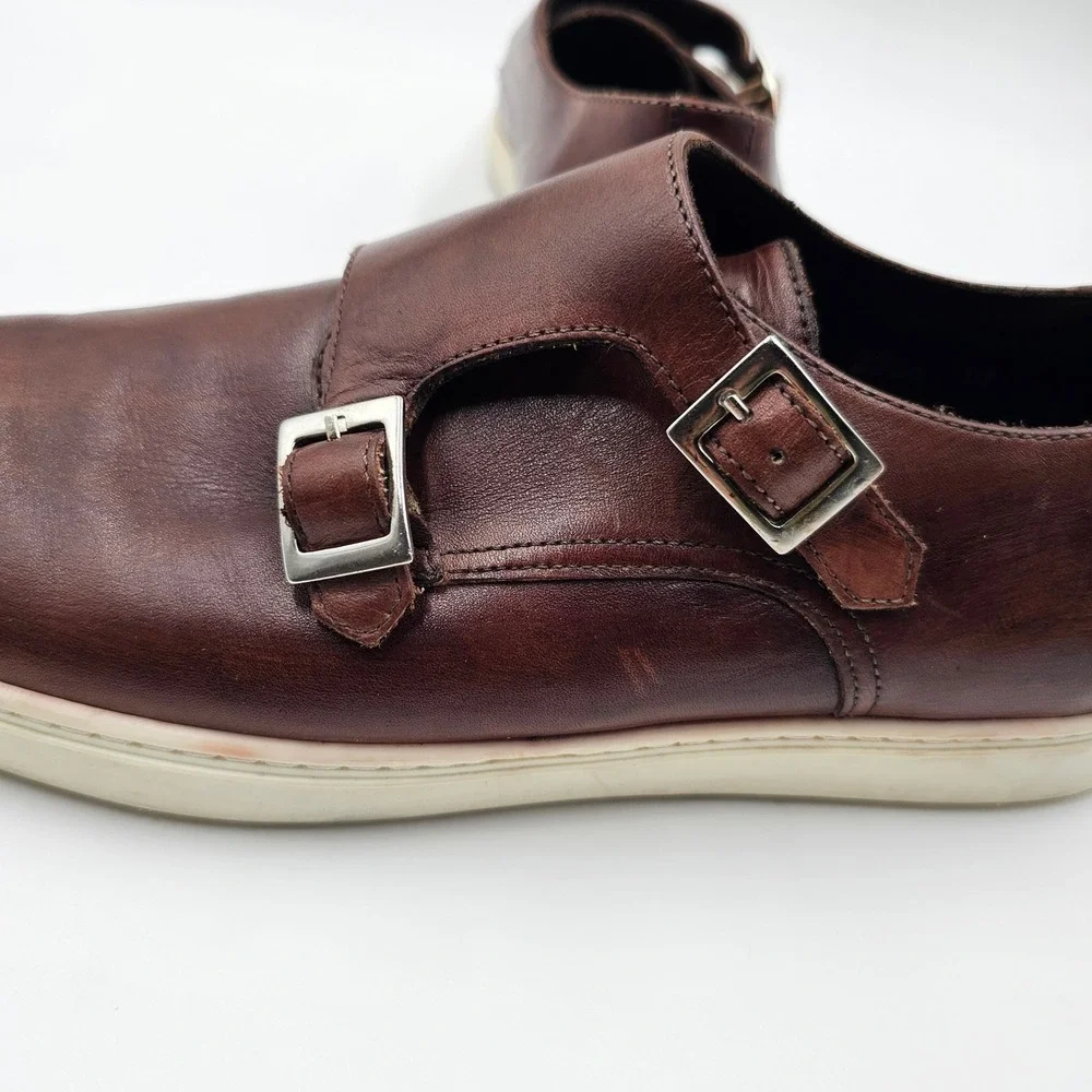 G.‎ Brown Mens Double Monk Strap Leather Sneakers Brown Burnished 2586 Size 11